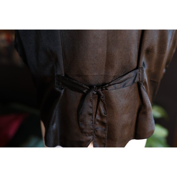 Vintage A.J. Black Leather Suede Vest w/Western Star Snaps whimsigoth Size L - Picture 9 of 10